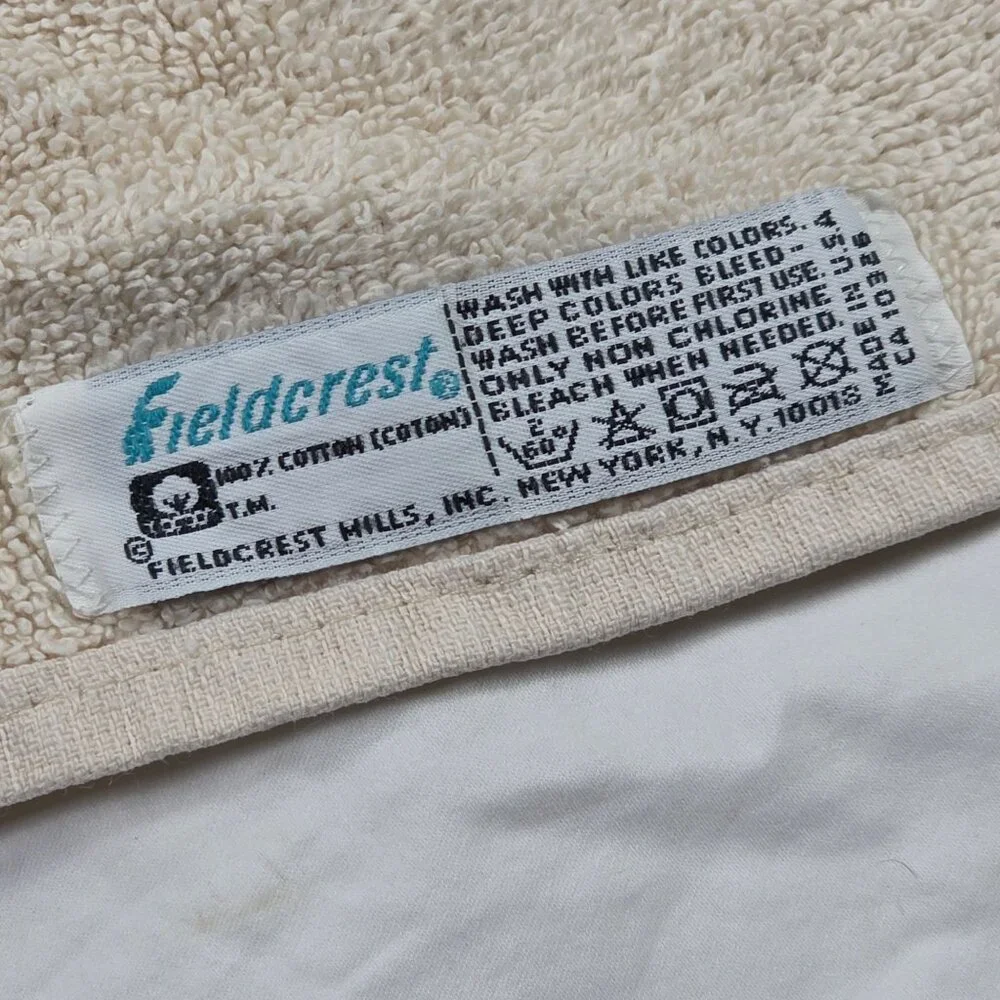 Vintage Fieldcrest Cotton Bath Towel Cream Beige Made In USA Absorbent